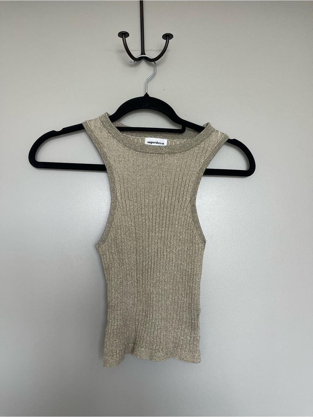Superdown Metallic Ribbed Tank Top - Gold - Picture 2 of 5